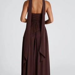 Women's Formal Dress | Maxi Strapless Choker Draped
