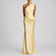 Women's Bodycon Dress | One Shoulder Maxi Draped Satin