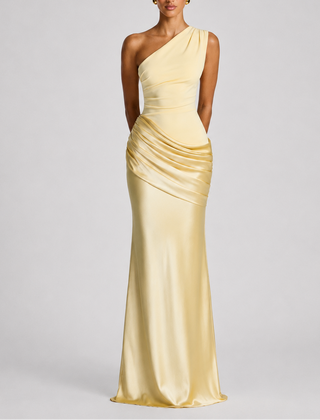 Women's Bodycon Dress | One Shoulder Maxi Draped Satin