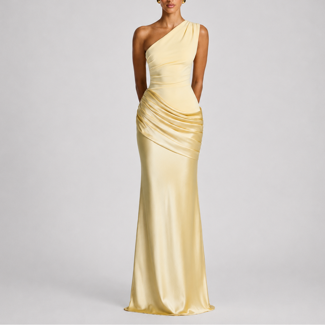 Women's Bodycon Dress | One Shoulder Maxi Draped Satin