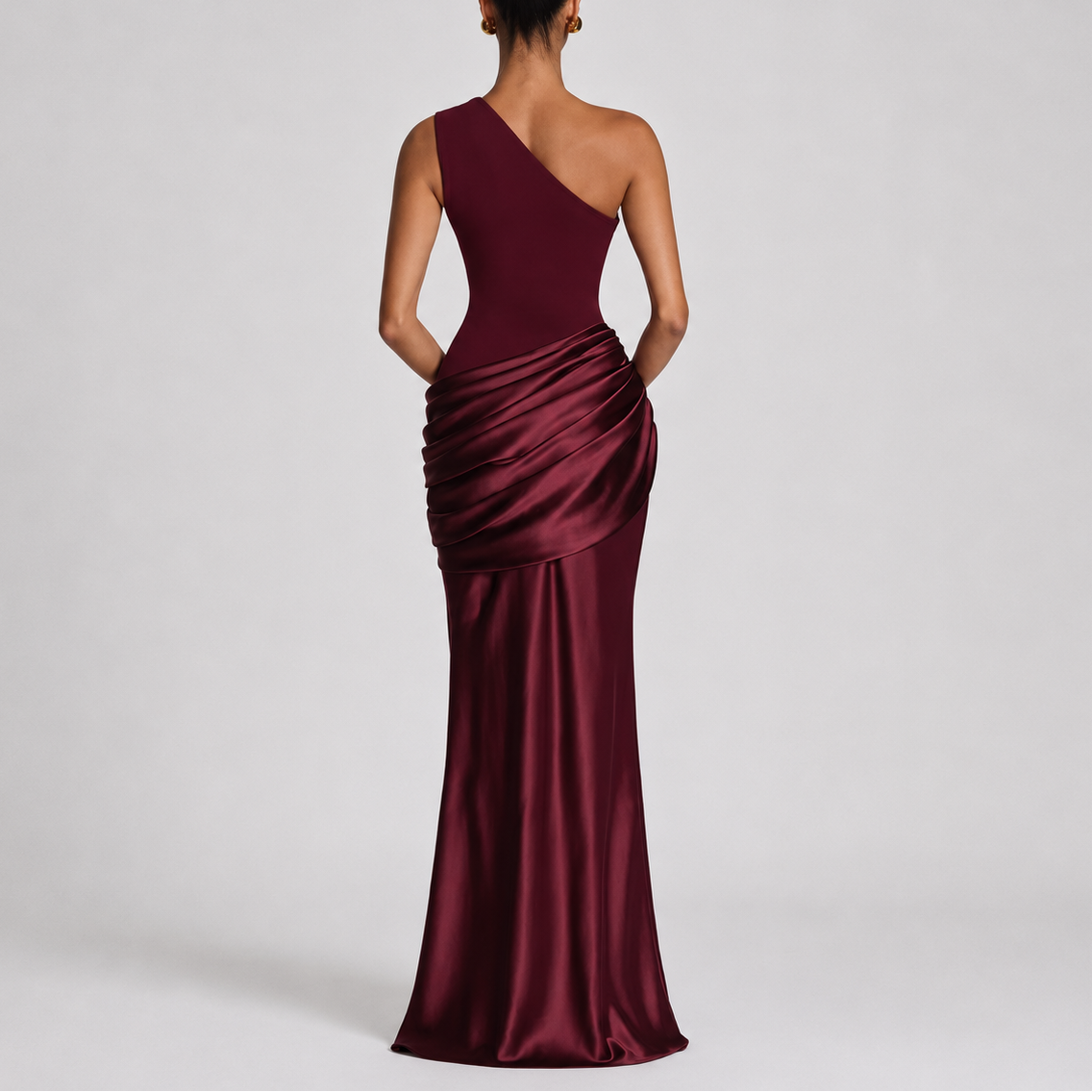 Women's Bodycon Dress | One Shoulder Maxi Draped Satin