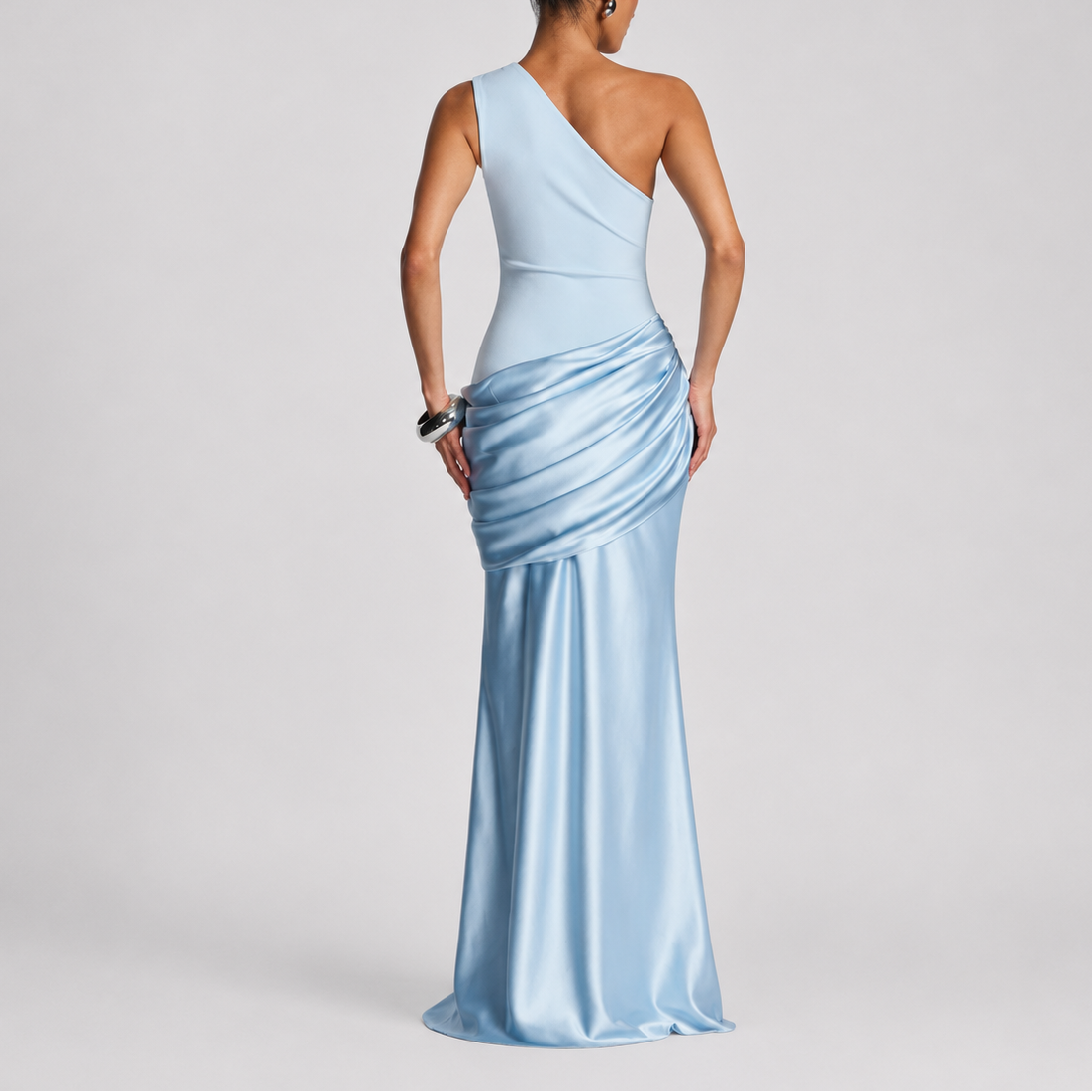 Women's Bodycon Dress | One Shoulder Maxi Draped Satin