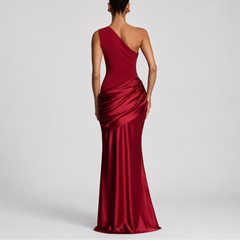 Women's Bodycon Dress | One Shoulder Maxi Draped Satin
