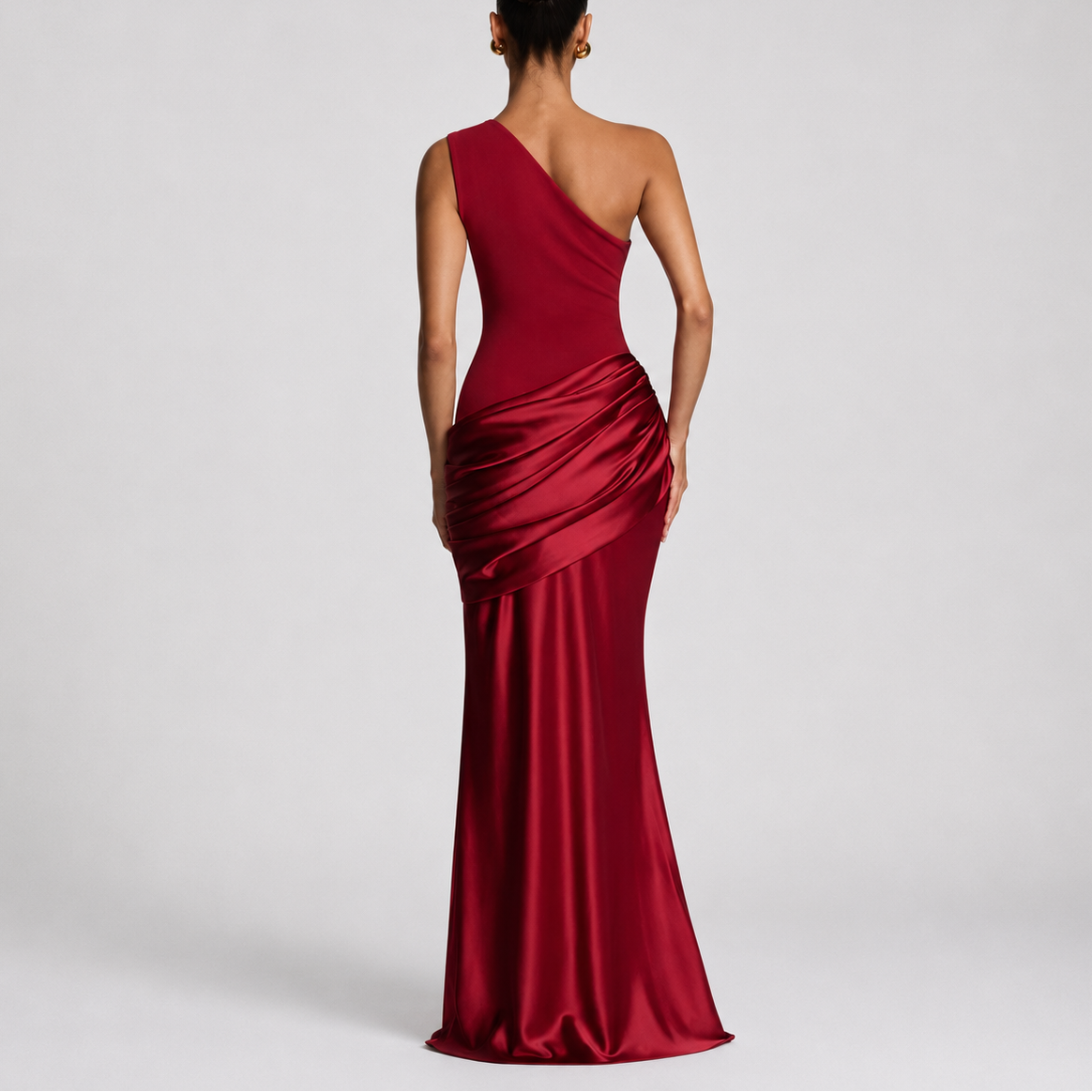 Women's Bodycon Dress | One Shoulder Maxi Draped Satin