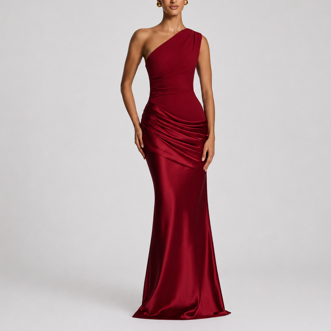 Women's Bodycon Dress | One Shoulder Maxi Draped Satin