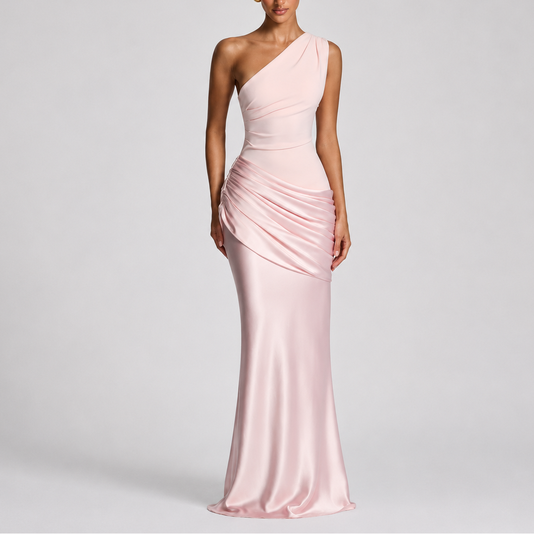 Women's Bodycon Dress | One Shoulder Maxi Draped Satin