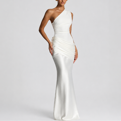 Women's Bodycon Dress | One Shoulder Maxi Draped Satin