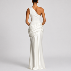 Women's Bodycon Dress | One Shoulder Maxi Draped Satin