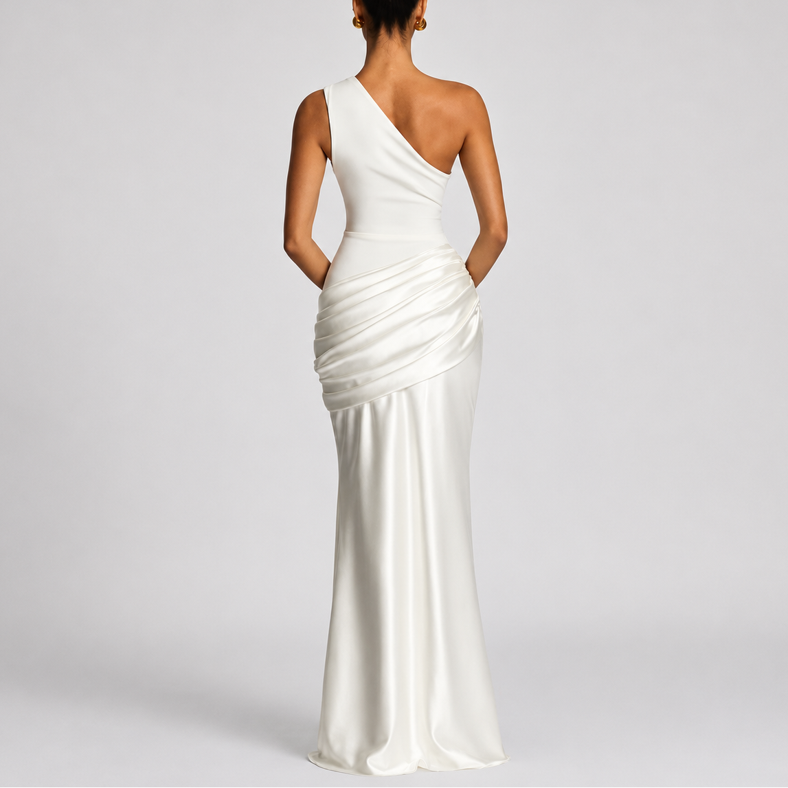 Women's Bodycon Dress | One Shoulder Maxi Draped Satin