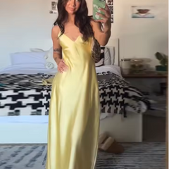 Chic women's long slip maxi dress, elegant and timeless for special occasion evening wear.