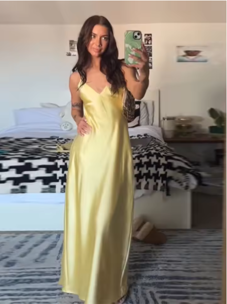 Chic women's long slip maxi dress, elegant and timeless for special occasion evening wear.