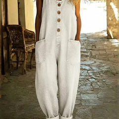 Women's Denim Overall | Relaxed Fit Button Front Pockets