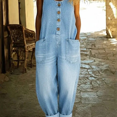 Women's Denim Overall | Relaxed Fit Button Front Pockets