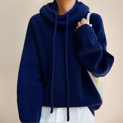 Women's Sweatshirt | Cowl Neck Drawstring Knit Long Sleeve