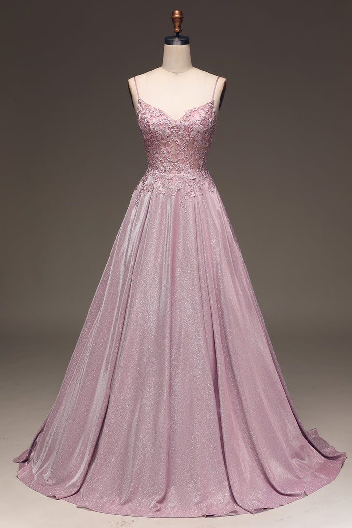 Elegant light pink maxi dress for women, featuring exquisite embellishments, suitable for weddings and formal events.