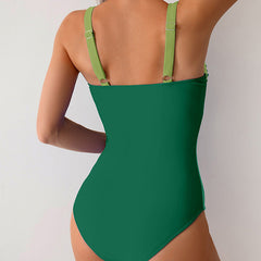 Women's One Piece Swimsuit | Wrapped Neckline Adjustable Straps Chlorine Resistant