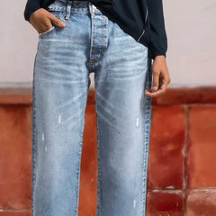 Women's Straight Leg Jeans | Cropped Ankle Distressed Denim