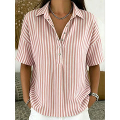 Women's Summer Top | V-Neck Short Sleeve Striped