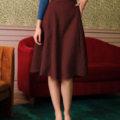 Women's Midi Skirt | A-Line High Waist Tweed