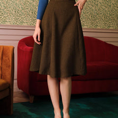 Women's Midi Skirt | High Waisted Tailored Tweed