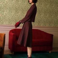 Women's Midi Skirt | A-Line High Waist Tweed