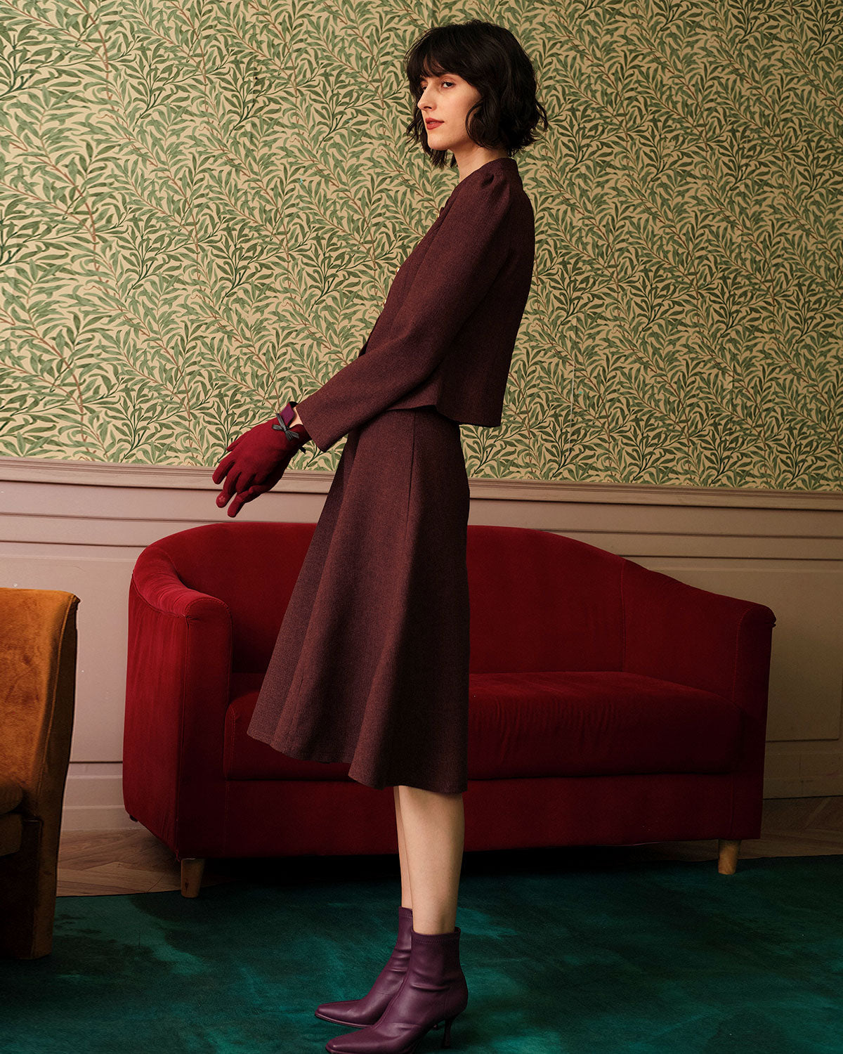 Women's Midi Skirt | A-Line High Waist Tweed