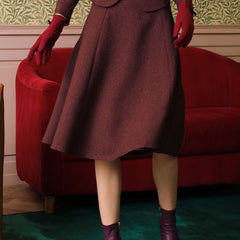 Women's Midi Skirt | A-Line High Waist Tweed