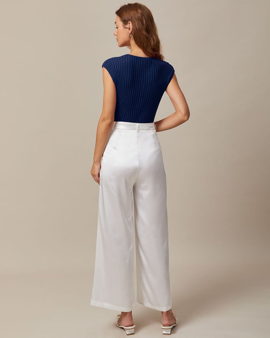 Women's Boat Neck Top | Cap Sleeve Ribbed Knit Close Fit