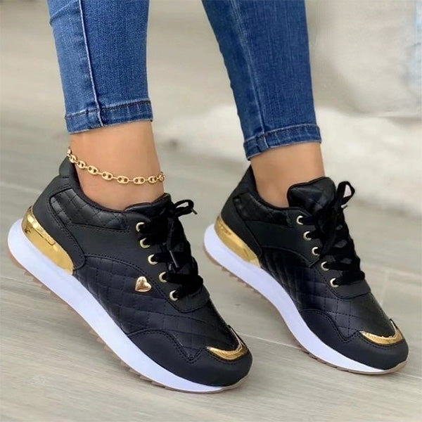 Women's White Sneakers | Lace-Up Leather Casual Trainers