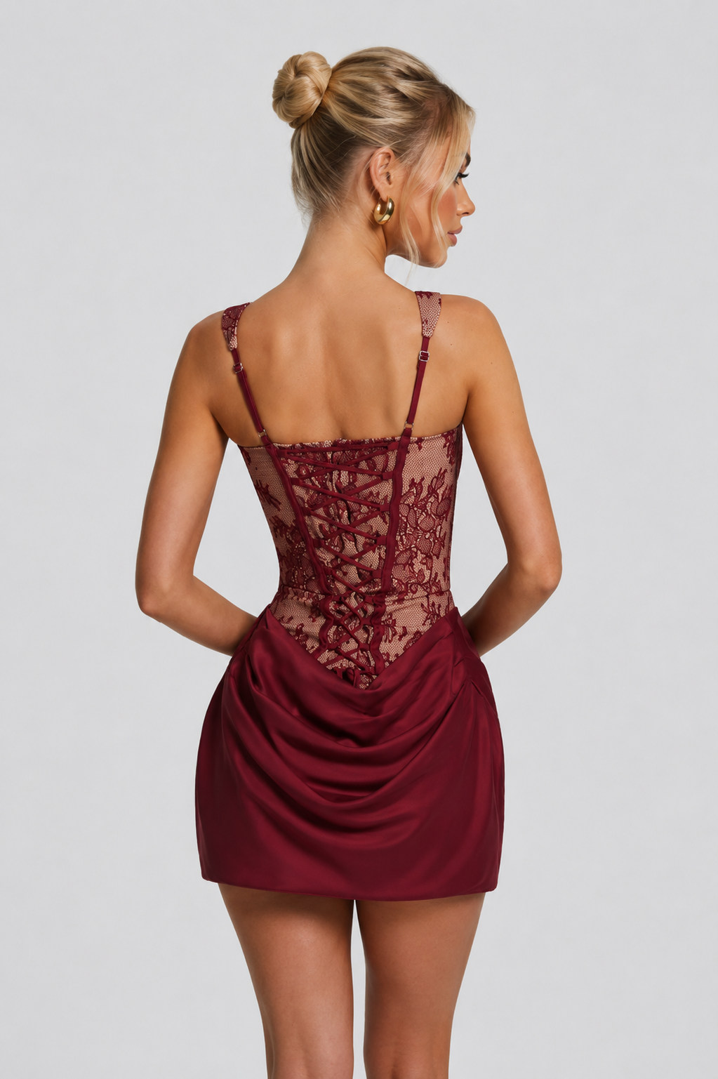 Women's Satin Skirt | Mini Length Lace Corset Sweetheart Sleeveless