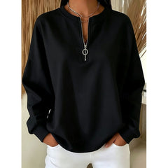 Women's Mock Neck Sweatshirt | Quarter-Zip Long Sleeve Relaxed Fit