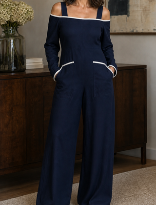 Women's Jumpsuit | Cold Shoulder Long Sleeve Wide Leg