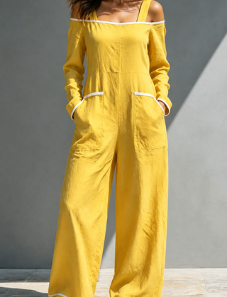 Women's Jumpsuit | Cold Shoulder Long Sleeve Wide Leg