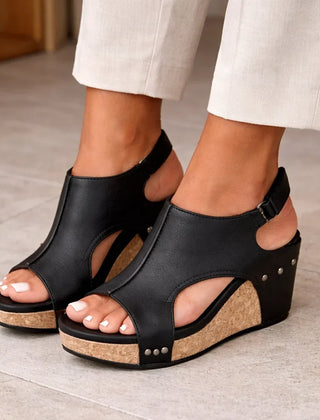 Platform wedge sandalen met cutout