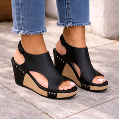 Platform wedge sandalen met cutout