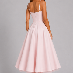 Women's Wedding Guest Dress | Midi Sweetheart Spaghetti Strap
