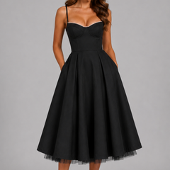 Women's Wedding Guest Dress | Midi Sweetheart Spaghetti Strap