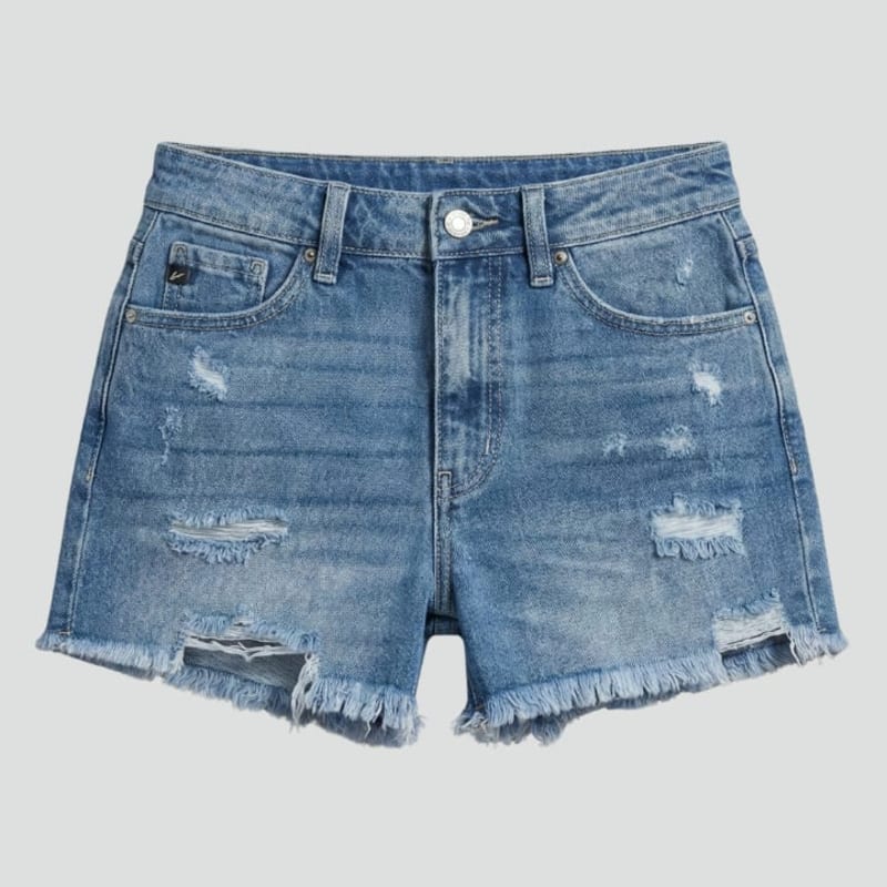 Primrose Distressed Frayed Hem Denim Shorts_1