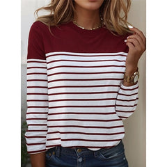 Women's Long Sleeve Top | Crew Neck Striped Knit