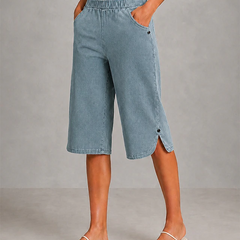 Women's Capri Pants | Relaxed Wide-Leg Elastic Waist Cropped