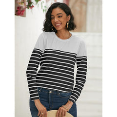 Women's Long Sleeve Top | Crew Neck Striped Knit