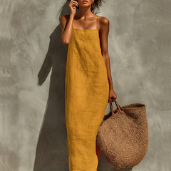 Women's Cotton Dress | Maxi Square Neck Spaghetti Sleeveless